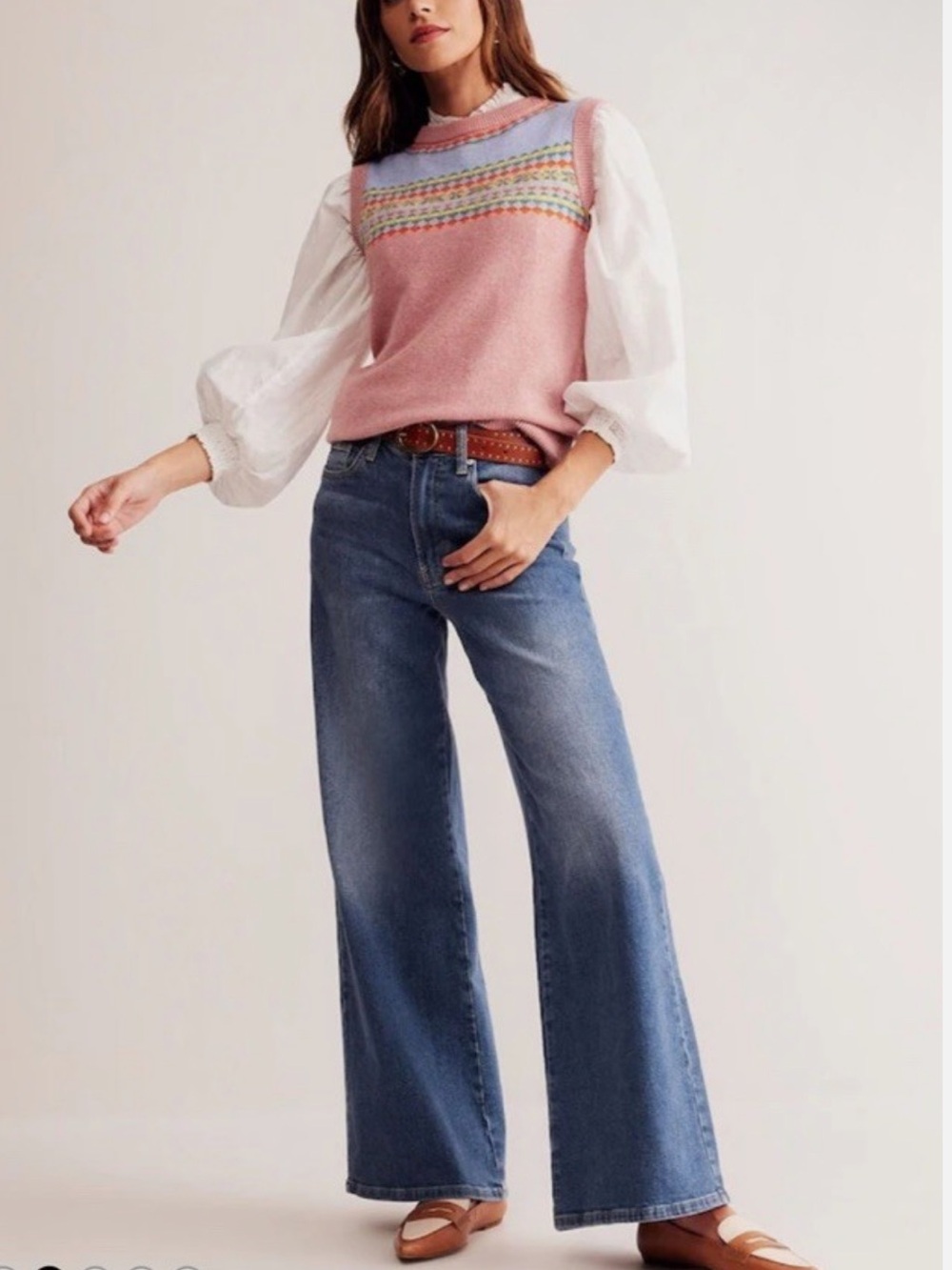 Boden High Rise Wide Leg Jeans Medium Wash W30 L32